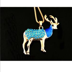 Crystal Blue Deer Necklace
